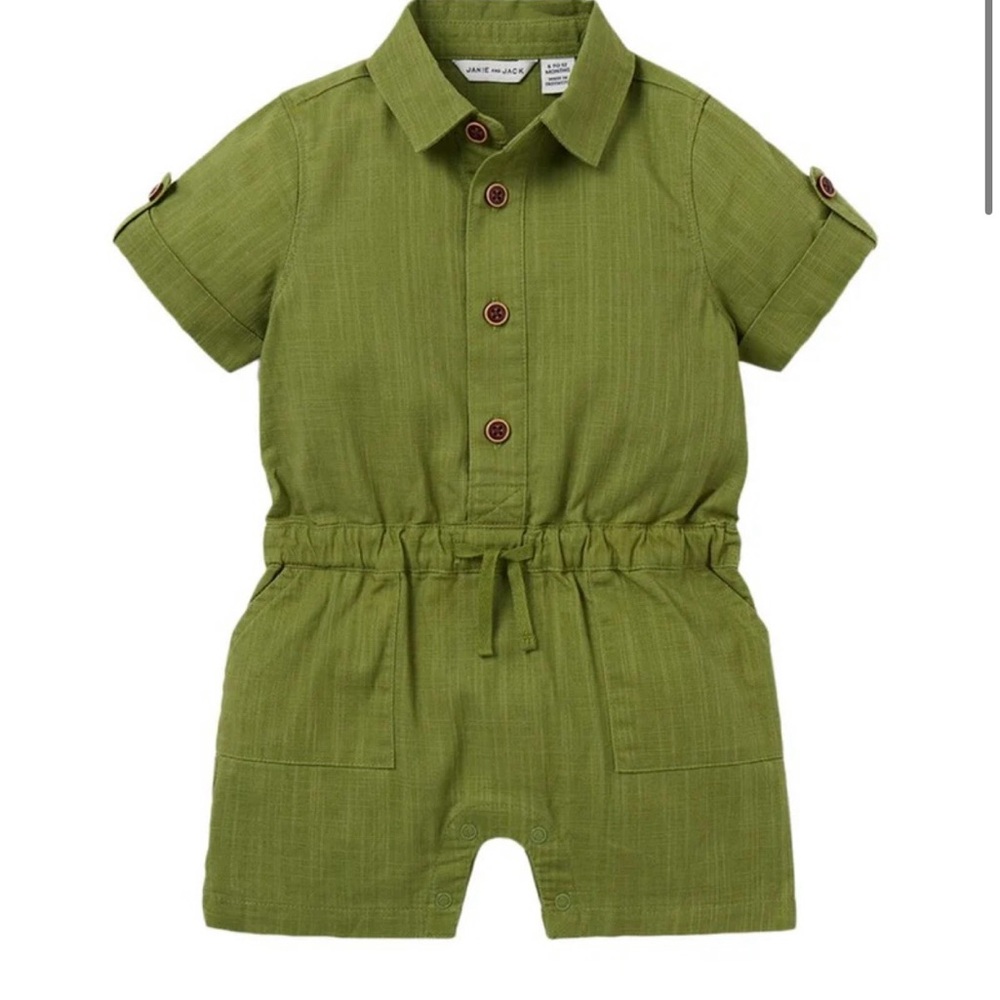 Janie and Jack Olive Green Kids Romper